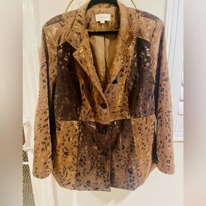 Erin London Tan and Brown Animal Print Blazer